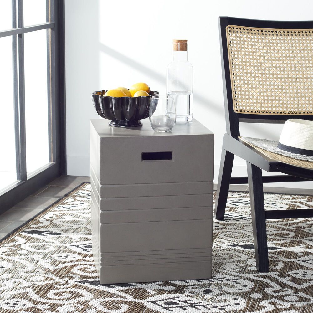 Safavieh Monterey Patio Accent Stool in Dark Gray, , large