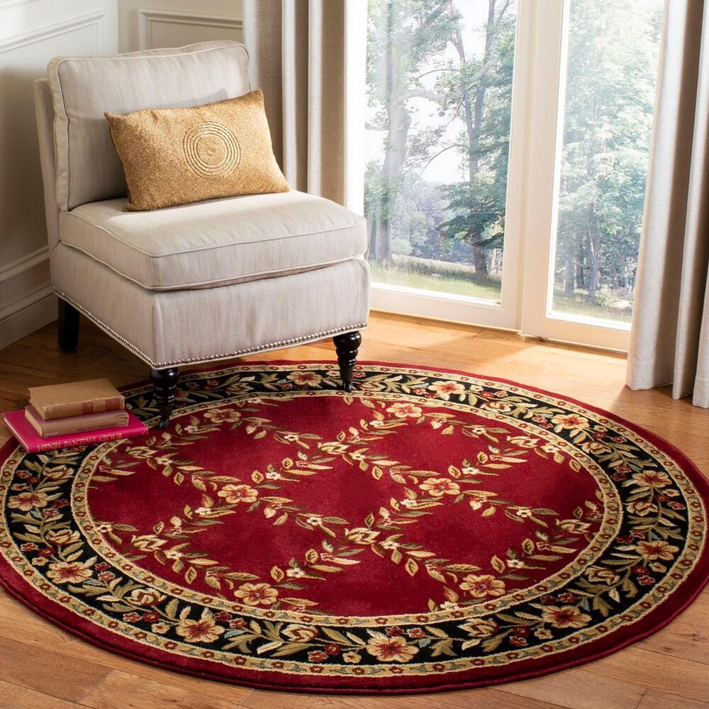 Safavieh Lyndhurst 5&#39;3&quot; Round Red and Black Area Rug, , large