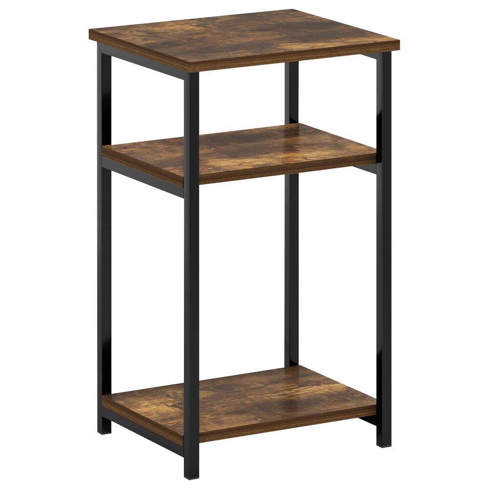 HOMLUX 3-Tier End Table with Open Shelf Storage Display in Amber Pine, , large