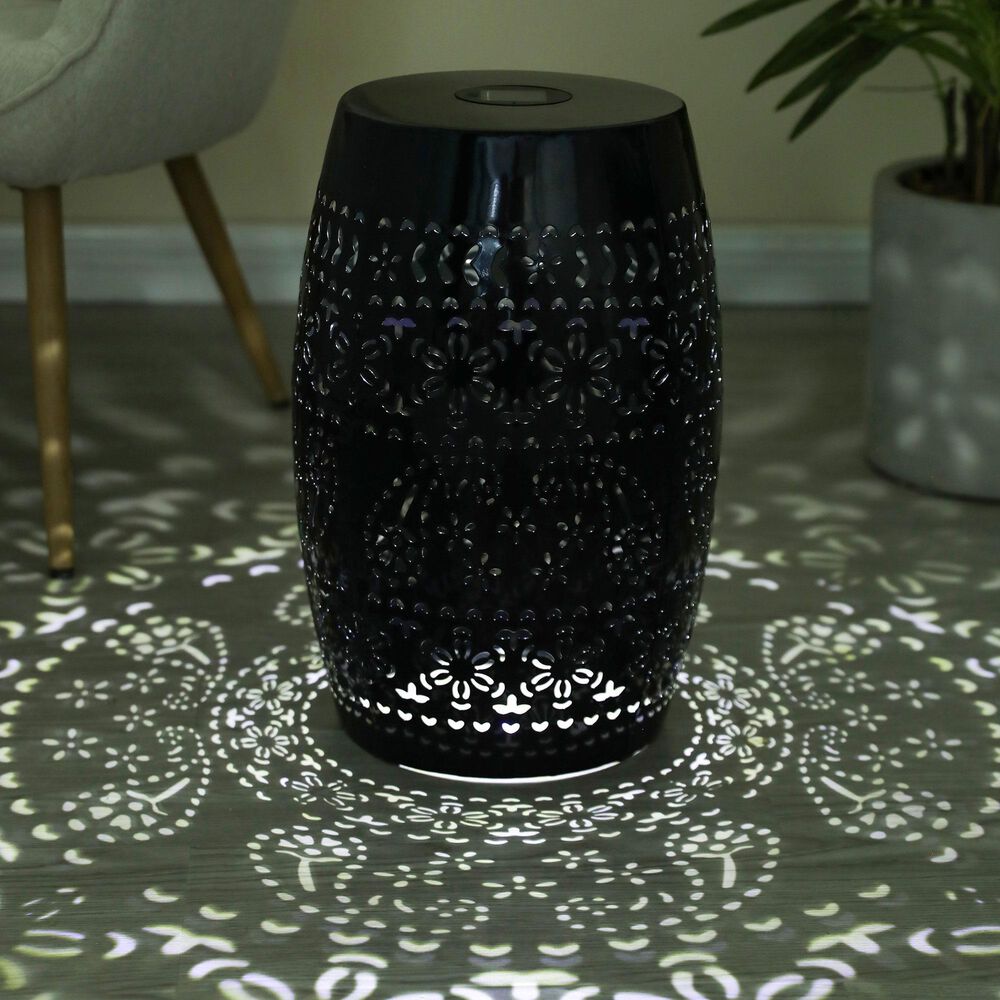 Hearth and Haven Outdoor Side Table with Built-In Solar Battery in Black, , large