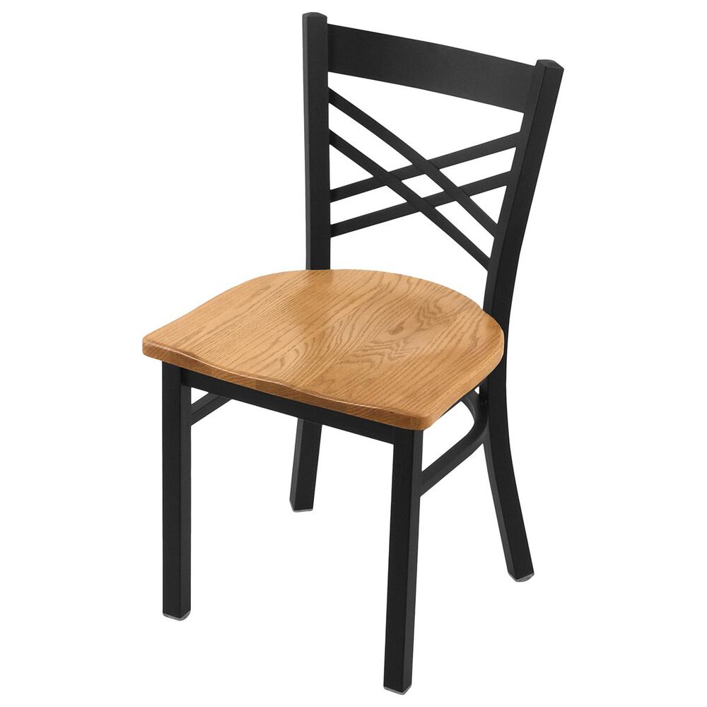 Holland Bar Stool 620 Catalina 18" Chair with Black Wrinkle and Medium Oak Seat, , large