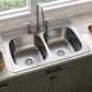 MS International Overmount Double Bowl Kitchen Sink in Brushed Satin, , large