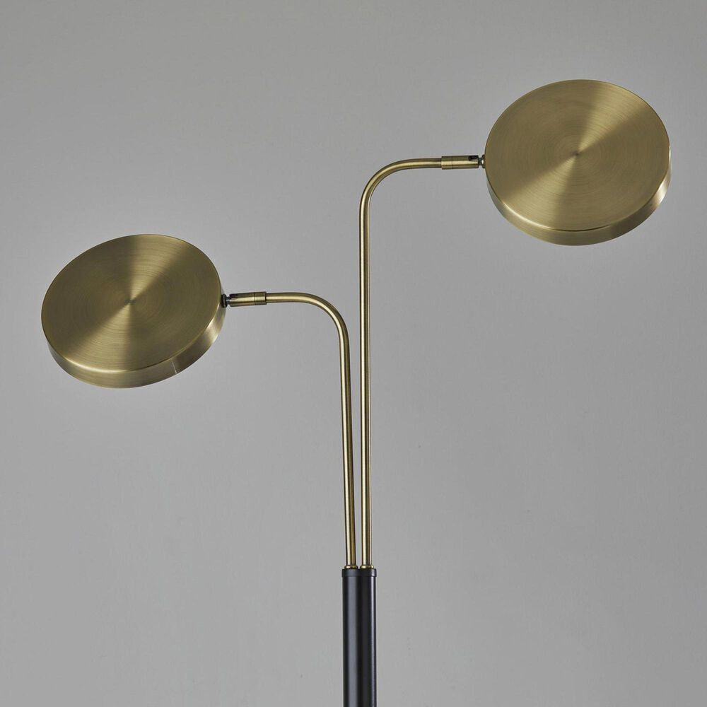 Adesso Rowan LED Smart Switch Floor Lamp in Antique Brass and Black, , large