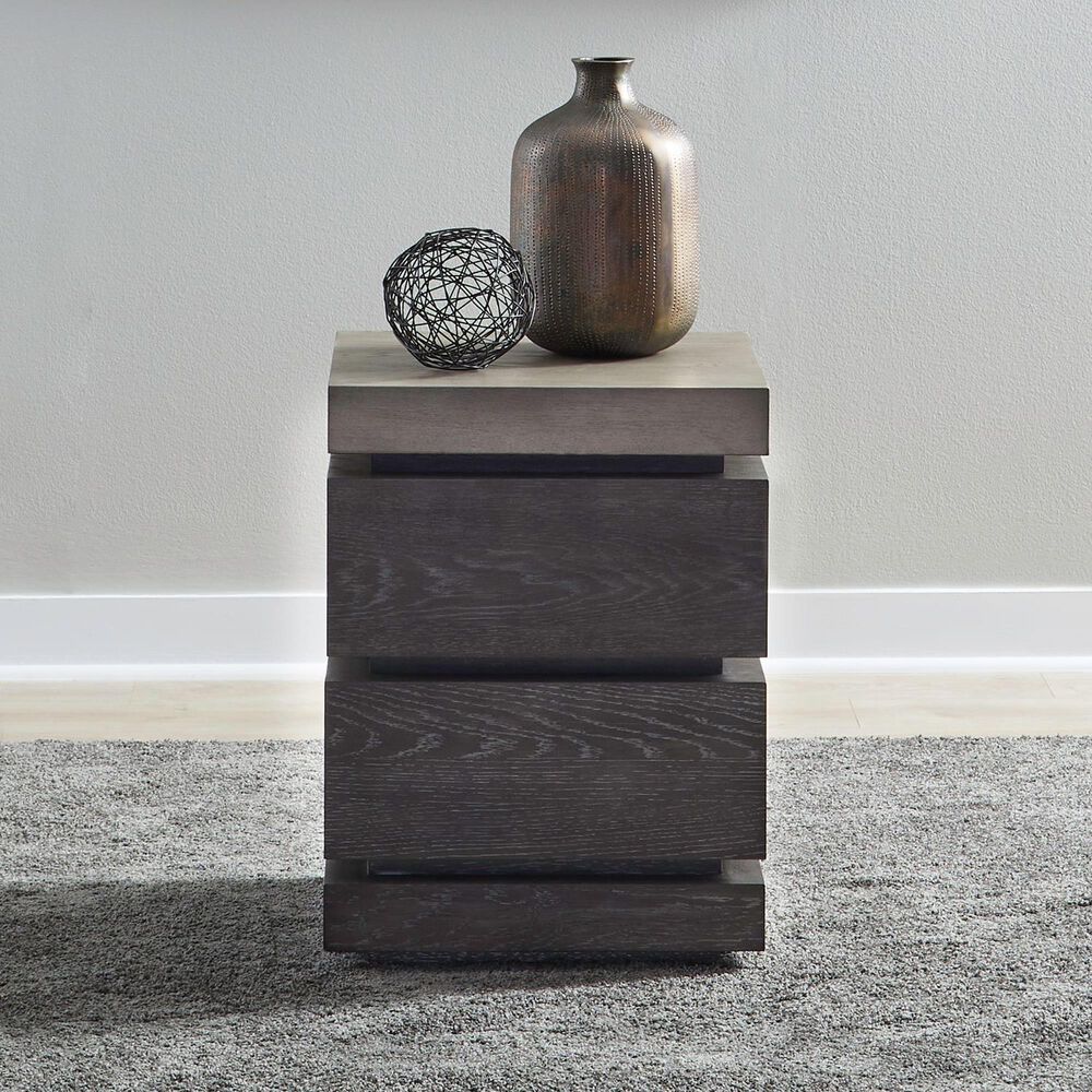 Belle Furnishings Piedmont 2-Drawer Chairside Table in Charcoal and Ash, , large