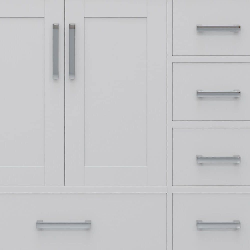 Lexora Home Jacques 36&quot; Left Offset Single Bathroom Vanity in White with 2 cm White Quartz Top and Rectangular Sink, , large