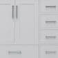 Lexora Home Jacques 36" Left Offset Single Bathroom Vanity in White with 2 cm White Quartz Top and Rectangular Sink, , large