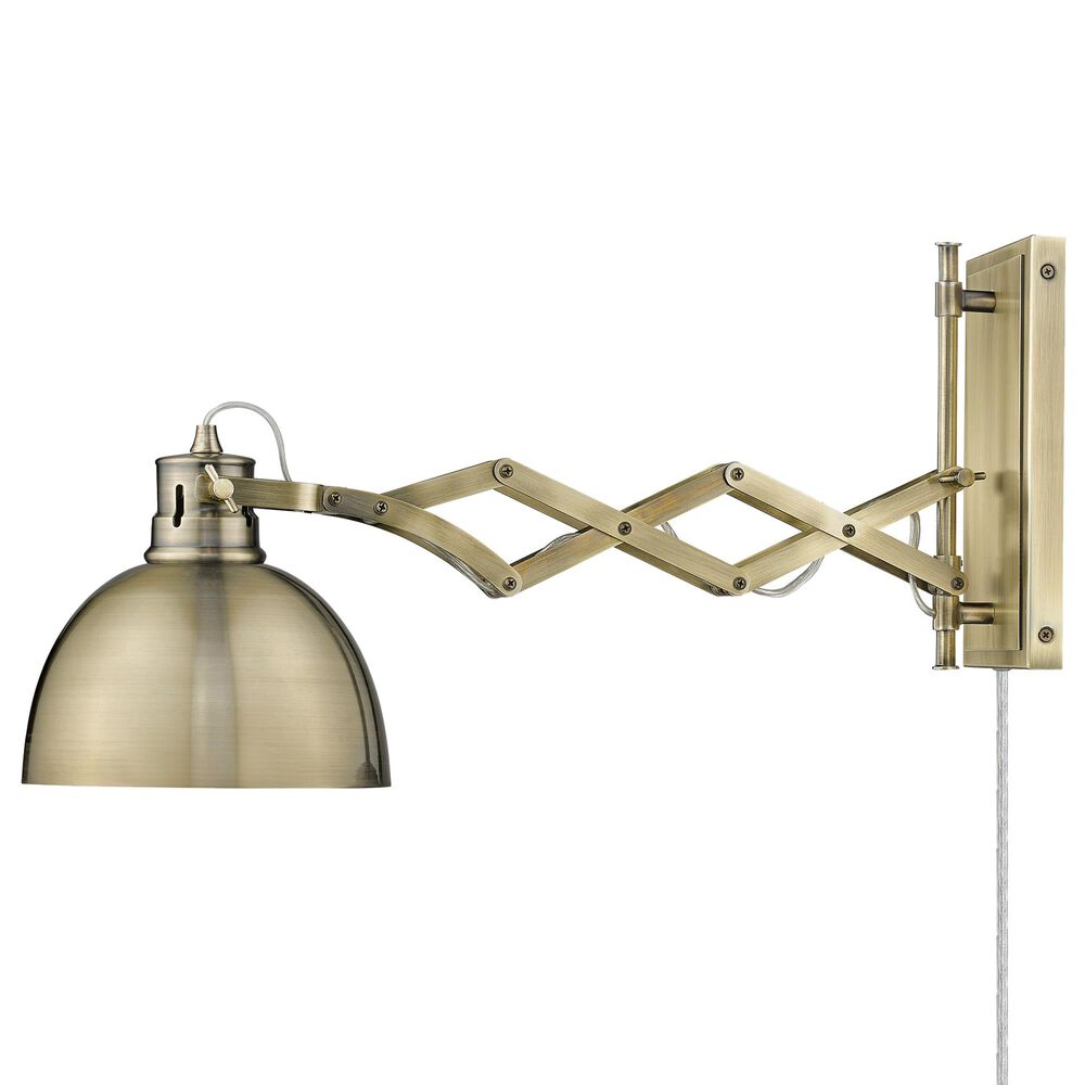 Golden Lighting Hawthorn 1-Light Articulating Wall Sconce in Aged Brass, , large