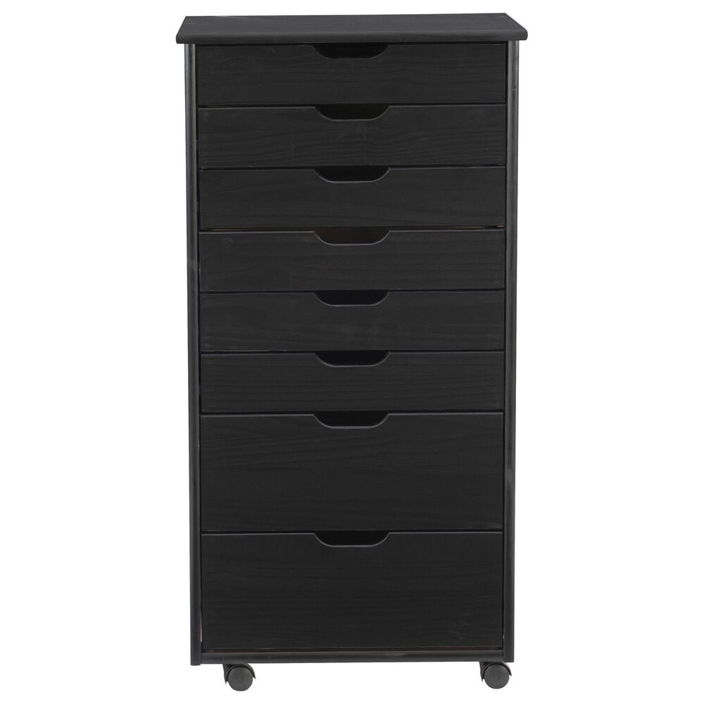 Linon Home Decor Cary 8-Drawer Rolling Cart in Black, , large