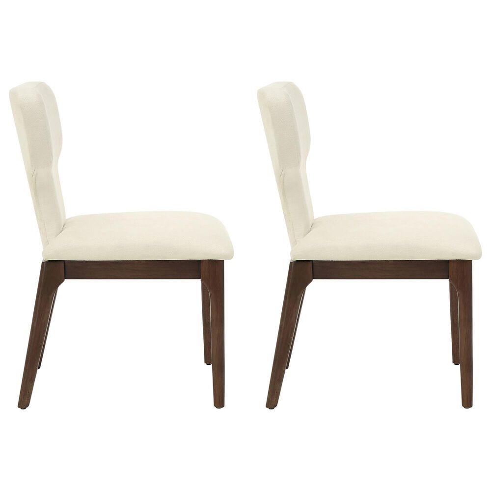 HOMLUX Koen Upholstered Side Chair with Beige Chenille Upholstery in Brown Oak (Set of 2), , large
