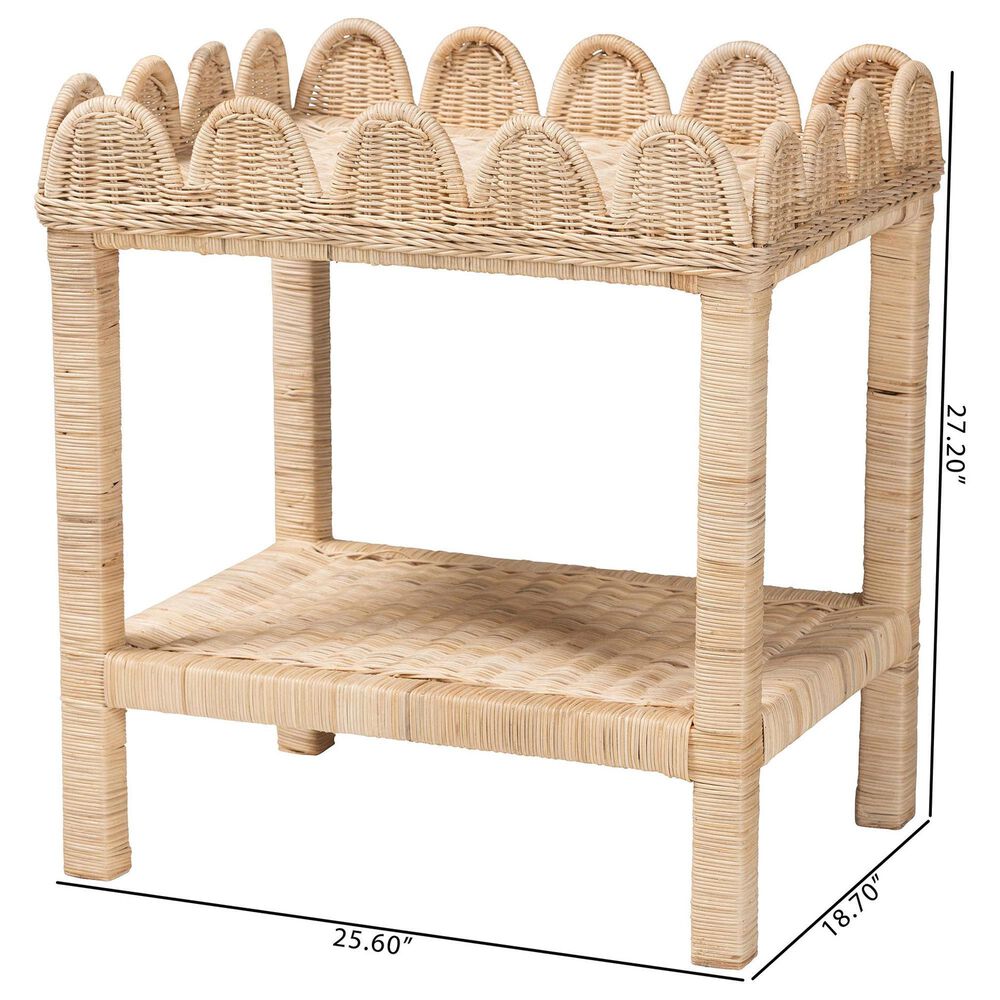 Baxton Studio Sumana Scallop Side Table in Natural, , large