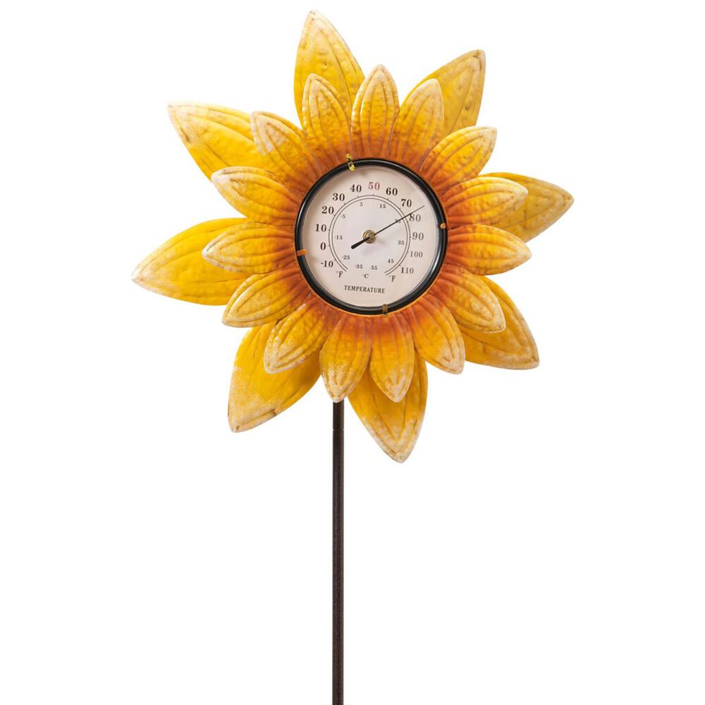 The Gerson Company 63" Sunflower Thermometer Yard Stake, , large
