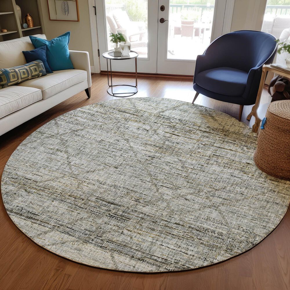 Dalyn Rug Company Portico PO1 Pewter 8&#39; Round Area Rug, , large