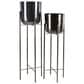 Maple and Jade Dome Indoor/Outdoor Planter with Removable Stand in Polished Black (Set of 2), , large