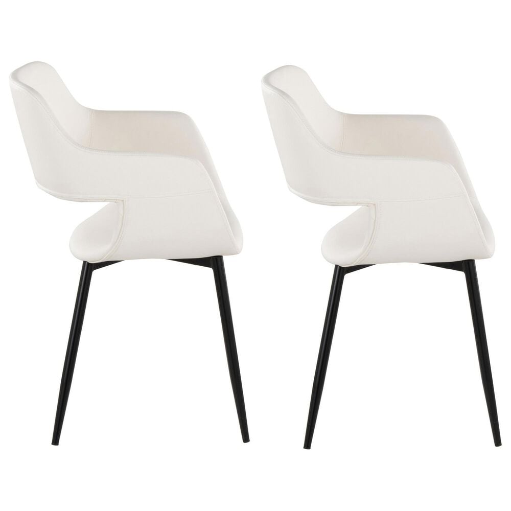 LumiSource Margarite Contemporary Dining/accent Chair in Black Metal and White Faux Leather by LumiSource - Set of 2, , large