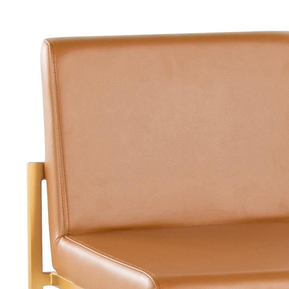 Lumisource Fuji High Back Counter Stool with Camel Faux Leather Cushion in Gold (Set of 2), , large