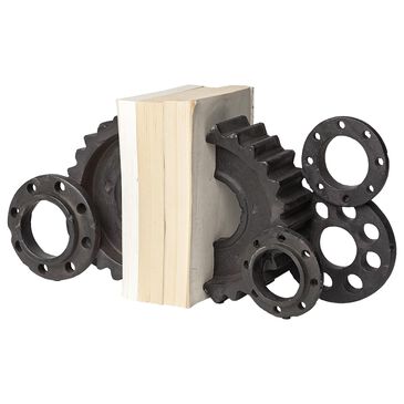 Mercana Cogsworth Resin Industrial Gear Decorative Bookend in Brown (Set of 2), , large