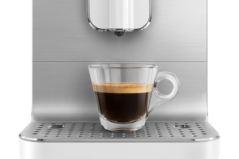 SMEG 47.34 Oz Fully Automatic Coffee Machine in Matte White and Smoky Grey, , large