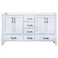 Lexora Home Jacques 60" Double Bathroom Vanity in White with 2 cm White Carrara Marble Top and Rectangular Sinks, , large