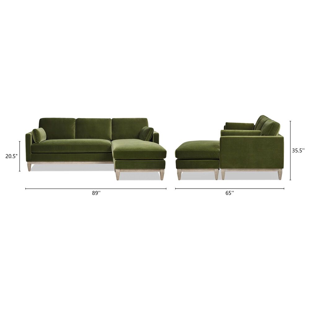 Jennifer Taylor Home Knox 2-Piece Stationary Reversible Sectional Sofa in Olive Green Velvet, , large