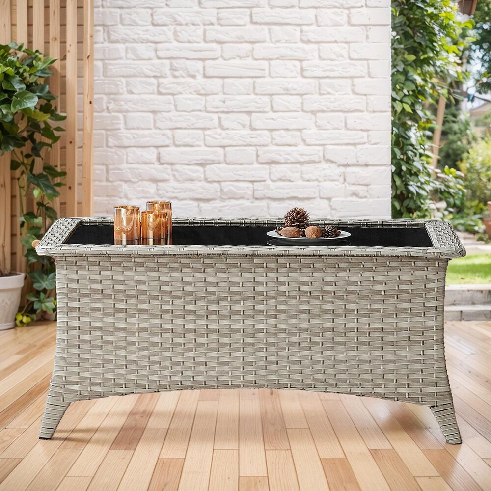 Sunwell Garden Outdoor Coffee Table in Grayish White, , large