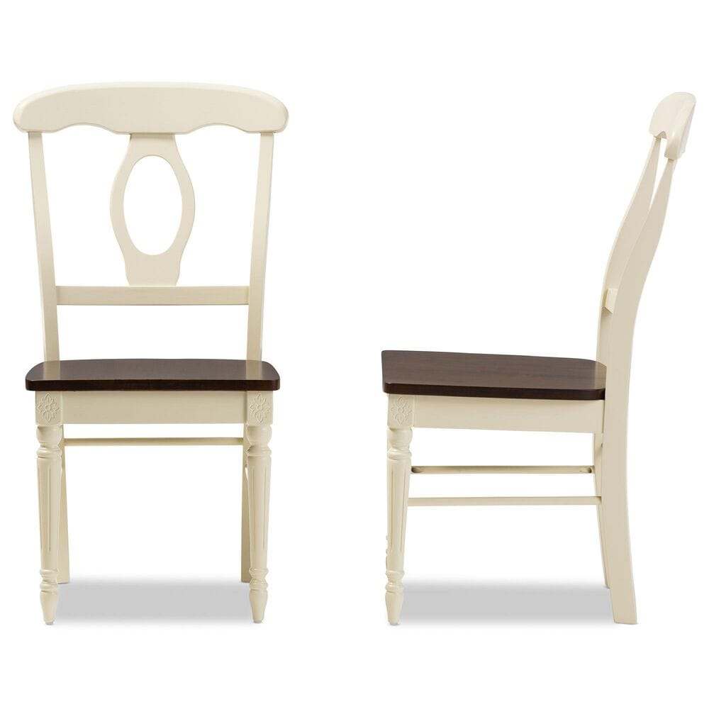 Baxton Studio Napoleon Side Chair in Antique Cherry and Buttermilk (Set of 2), , large