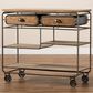 Baxton Studio Grant 2-Drawer Kitchen Cart in Oak Brown and Black, , large