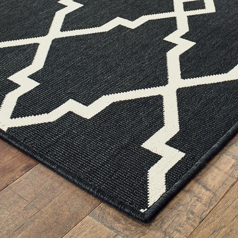 Oriental Weavers Marina 7763K 2&#39;3&quot; x 7&#39;6&quot; Black and Ivory Runner, , large