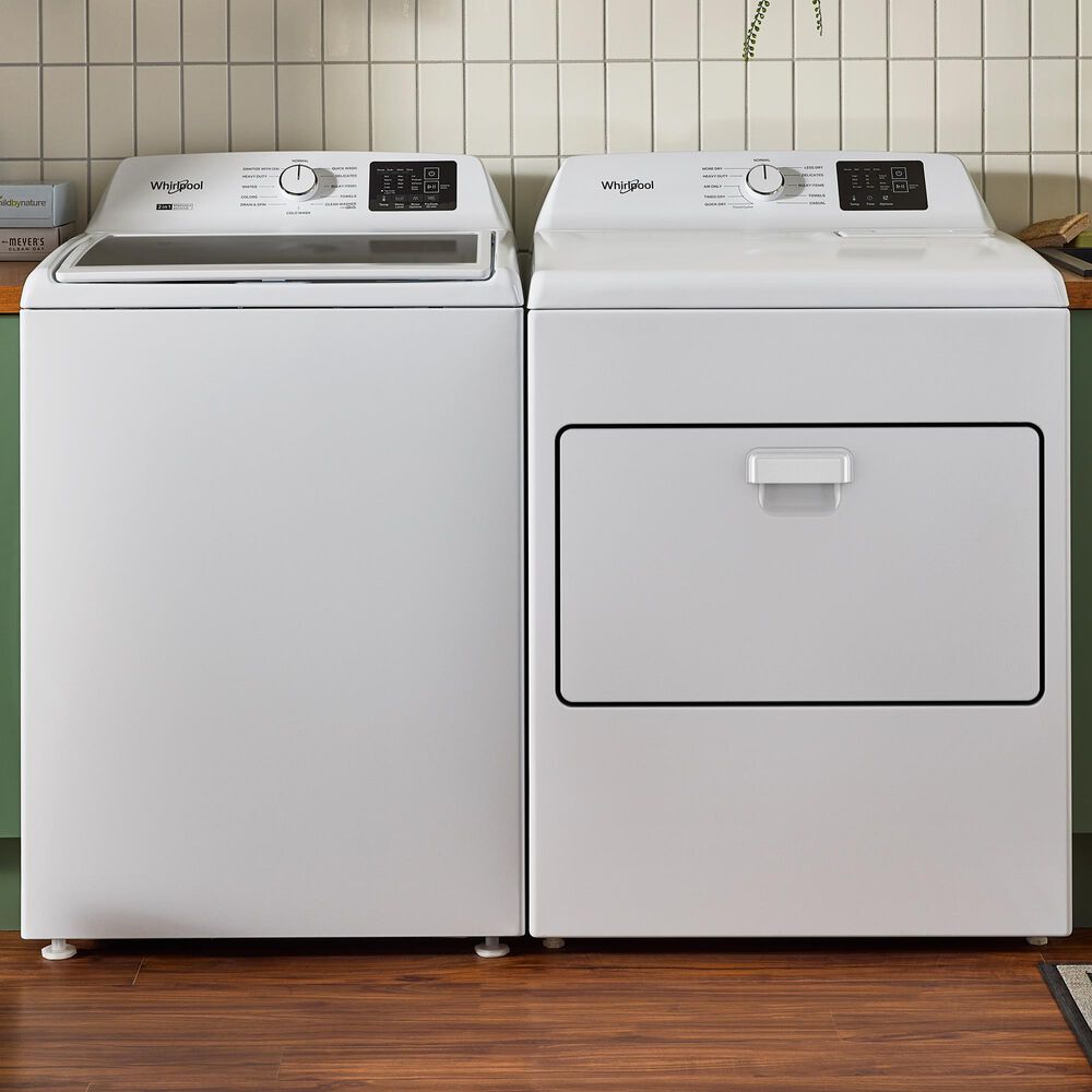 WHIRLPOOL 4.3 Cu. Ft. Top Load Impeller Washer and 7.0 Cu. Ft. Gas Front Load Dryer Laundry Pair in White, , large