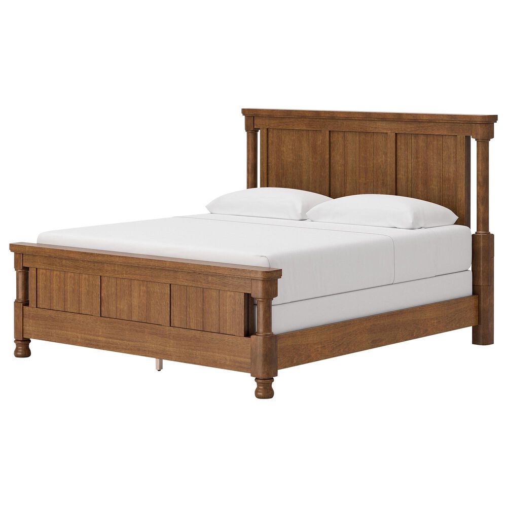 Ashley Rowlenstown King Panel Bed with Dresser, Chest, and Two Nightstands in Brown, , large