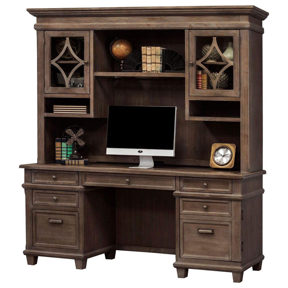 Wycliff Bay Carson Credenza Desk with Hutch in Weathered Dove, , large