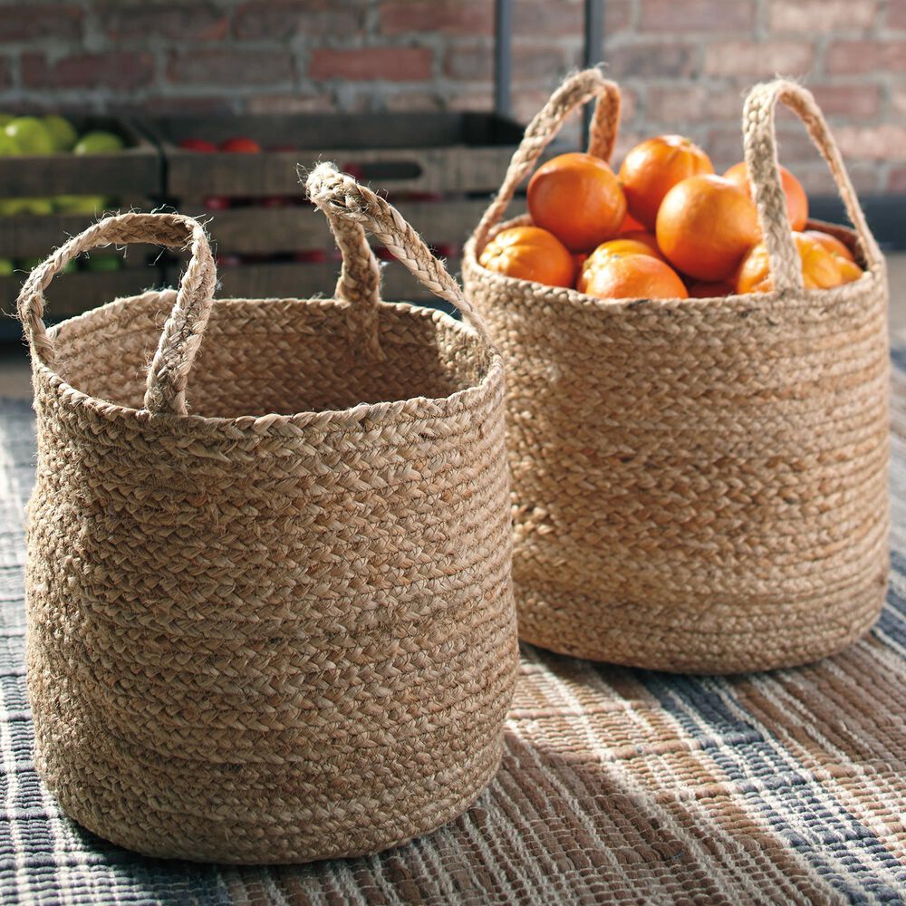Ashley Brayton Basket with Handles in Natural &#40;Set of 2&#41;, , large