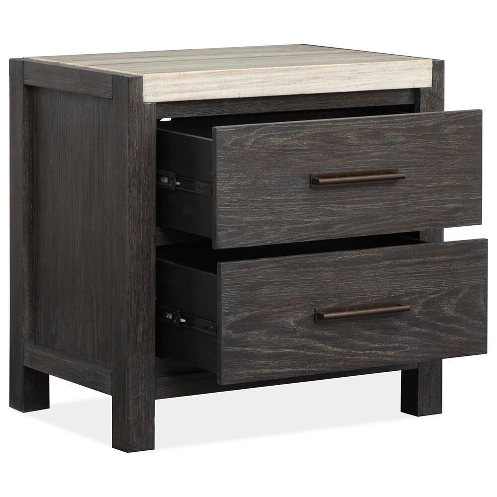 Nicolette Home Plum Creek King Panel Upholstered Bed with Two Nightstands in Ravenwood Black, , large