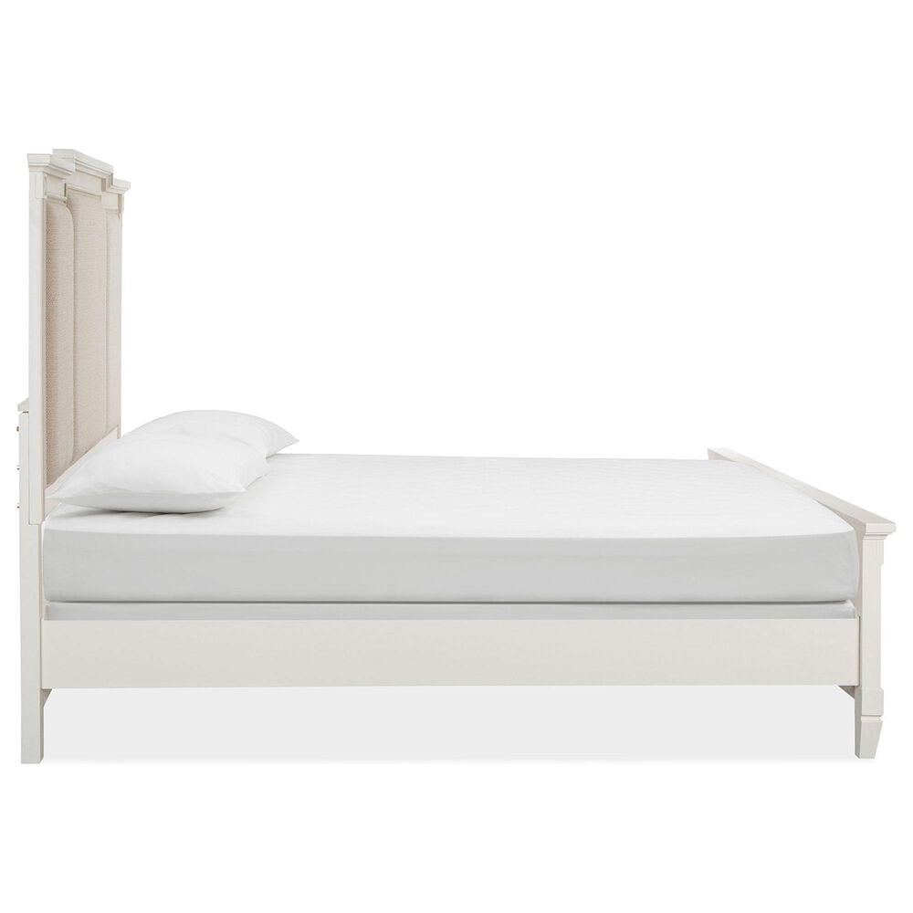 Nicolette Home Willowbrook King Panel Bed with Upholstered Headboard with Dresser and Nightstand in Egg Shell White, , large