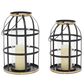 Maple and Jade Industrial Metal Lantern in Black and Gold (Set of 2), , large