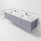 Lexora Home Geneva 84" Double Bathroom Vanity in Dark Grey with 2 cm White Carrara Marble Top and Rectangular Sinks, , large