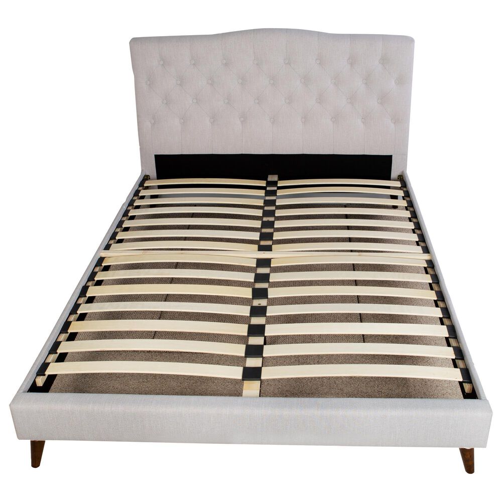 Hearth and Haven Queen Upholstered Bed with Two Nightstands in Walnut, , large