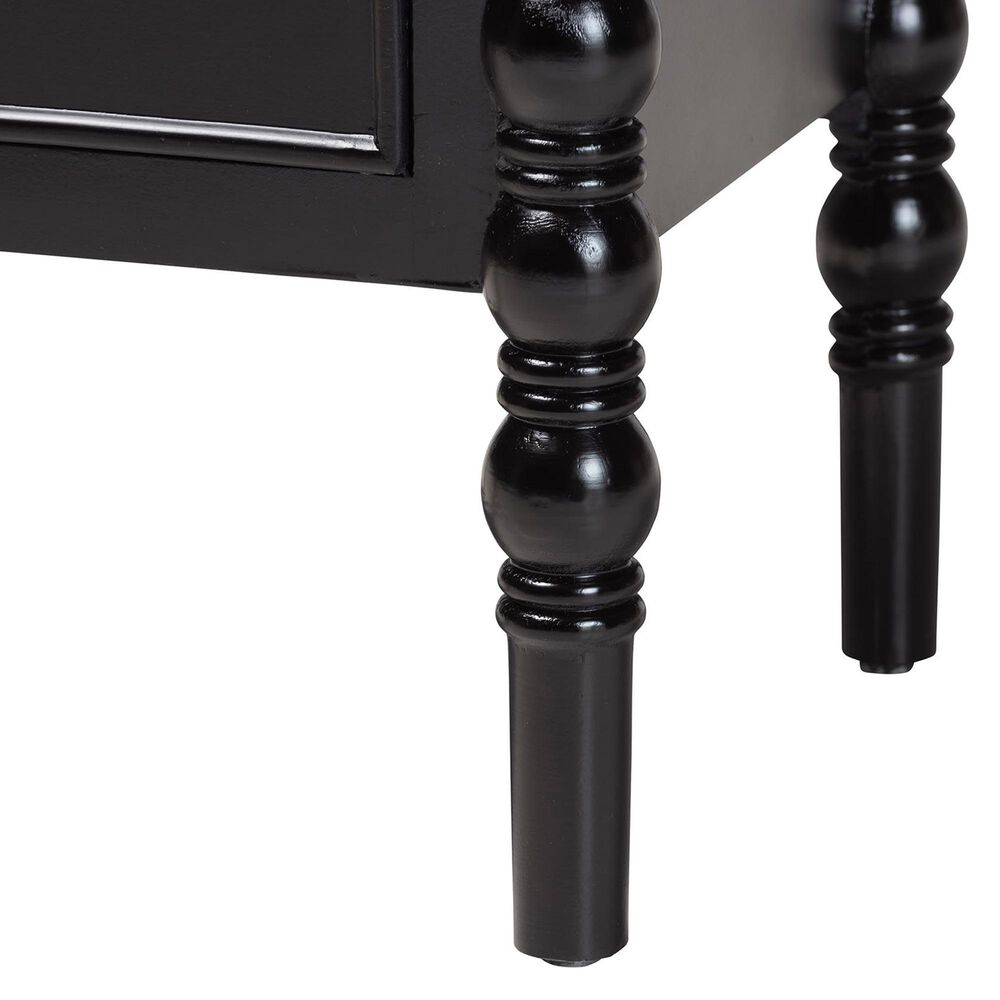Baxton Studio Malinda 3-Drawer End Table with Spindle Legs in Black, , large