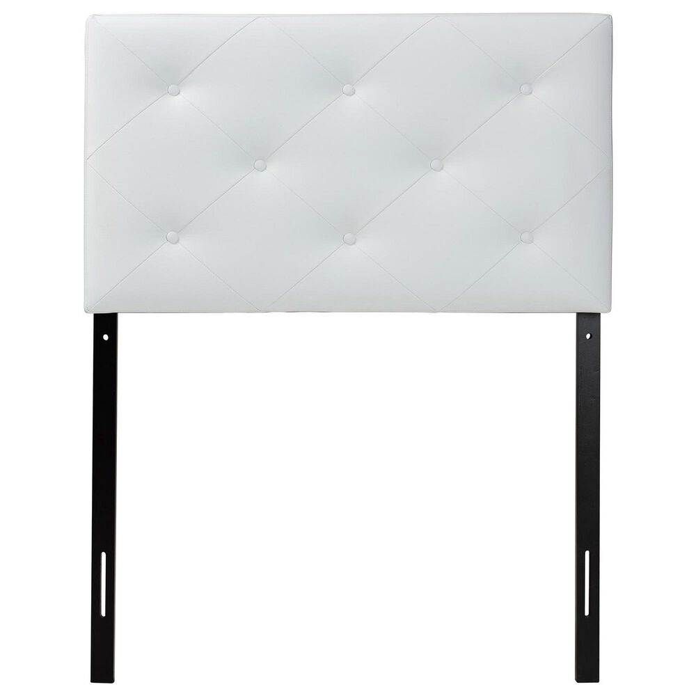 Baxton Studio Baltimore Twin Upholstered Headboard in White, , large