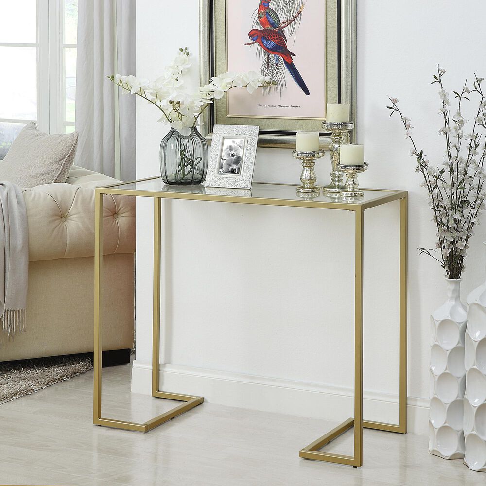 Carolina Chair and Table Monaco Glass Top Console in Gold, , large