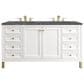 James Martin Vanities Chicago 60" Double Bathroom Vanity in Glossy White with 3 cm Parisien Bleu Quartz Top and Rectangular Sinks, , large