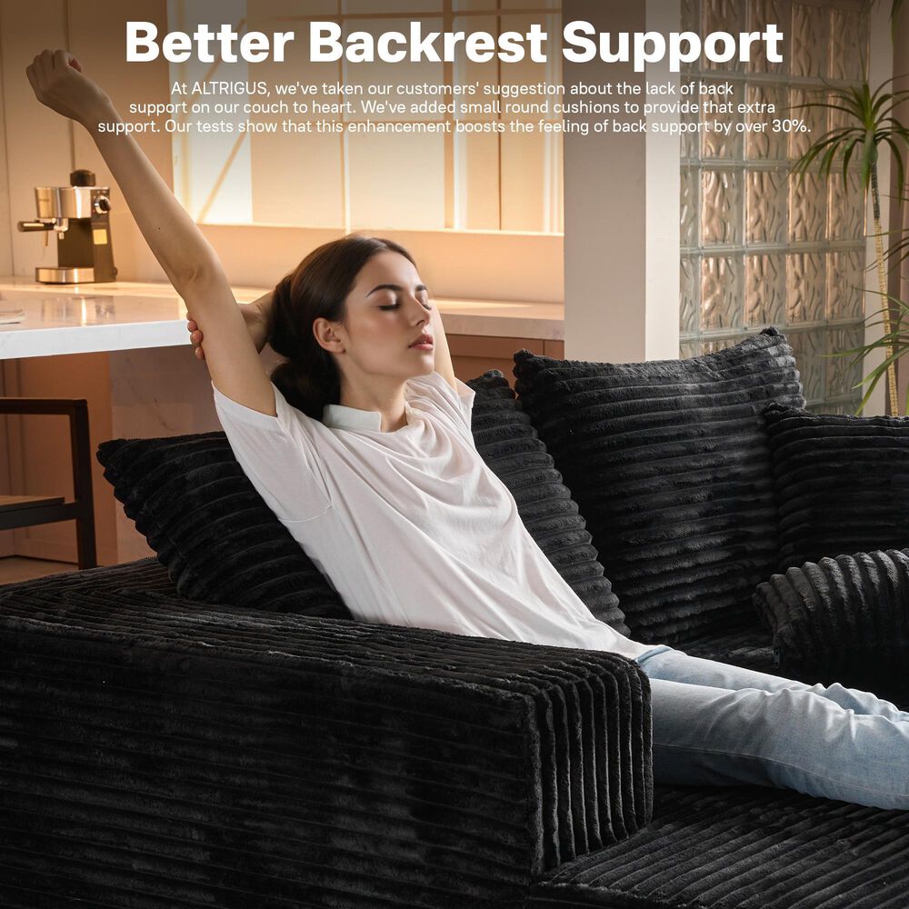 HOMLUX Sectional Sofa, with High Density Foam, Standard Plush Couch in Black, , large