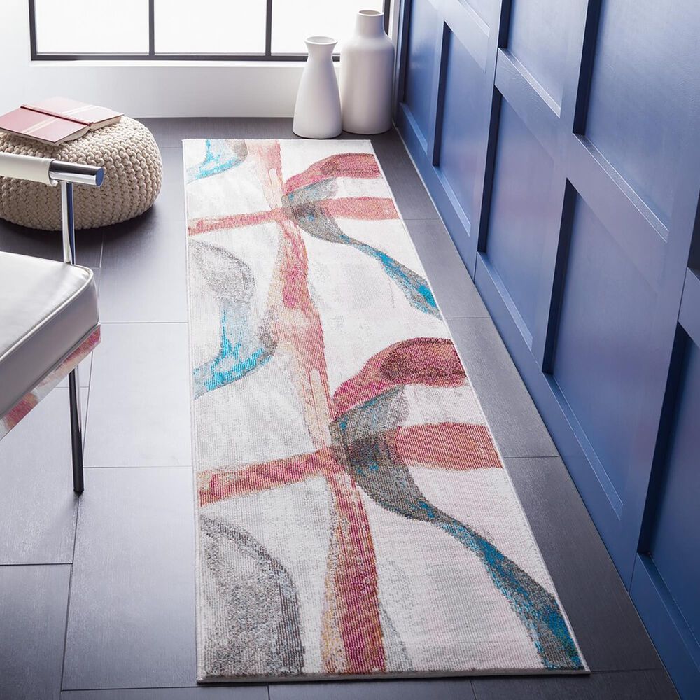 Safavieh Aria 2&#39; x 8&#39; Ivory and Plum Runner, , large