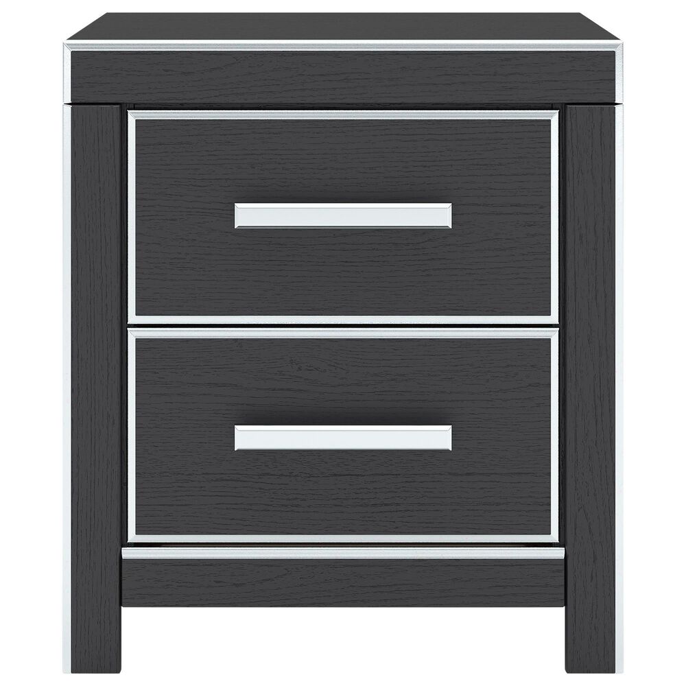 Ashley Zuraleus 2-Drawer Night Stand in Matte Black and Chrome, , large