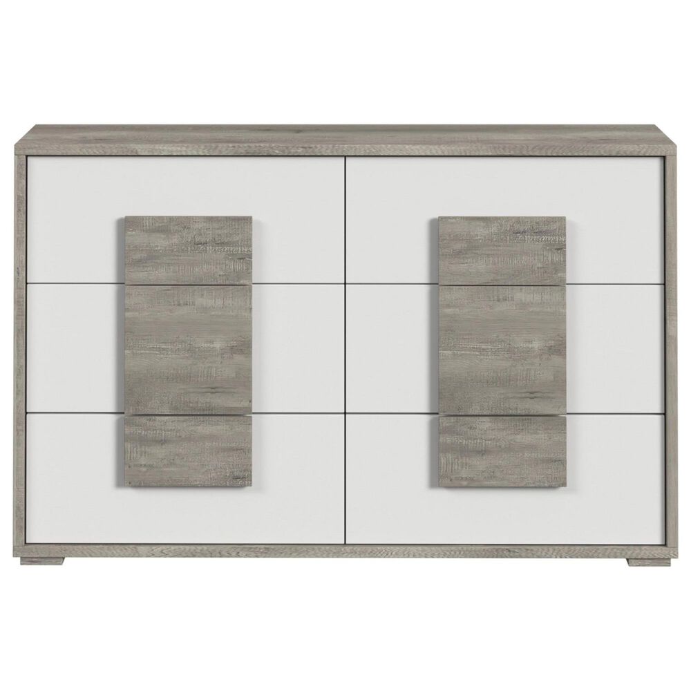 Mayberry Hill San Matteo 6-Drawer Dresser in White and Ash Grey, , large