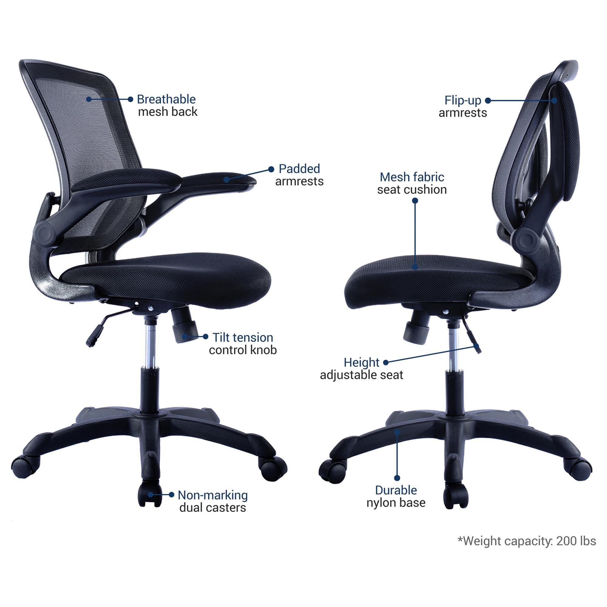 Mesh task office chair with flip up arms best sale