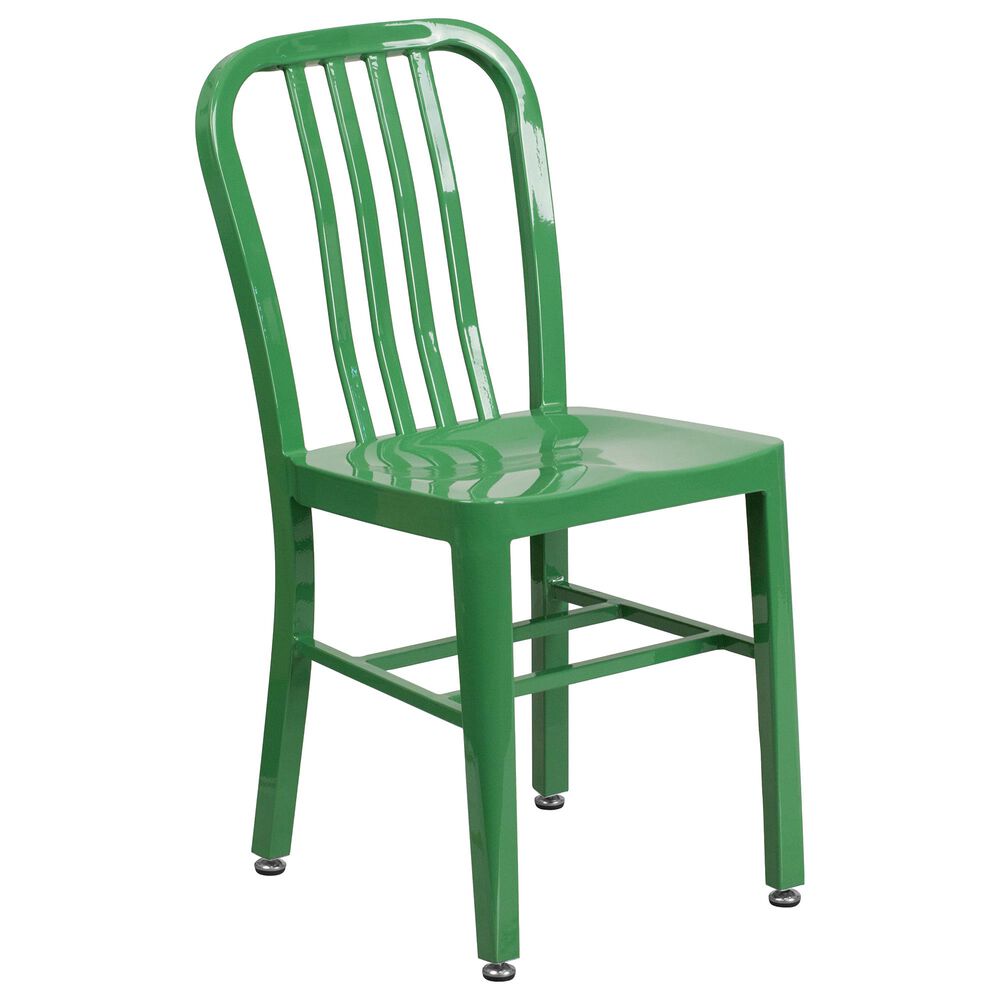 Flash Furniture 5-Piece Round Metal Table Bistro Set in Green, , large
