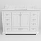 Lexora Home Dukes 48" Single Bathroom Vanity in White with 2 cm White Carrara Marble Top and Rectangular Sink, , large