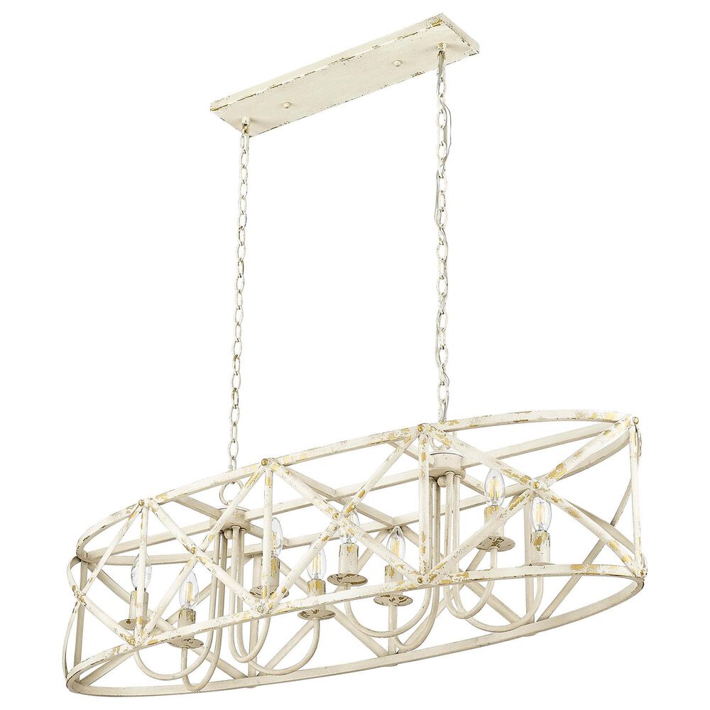 Golden Lighting Alcott 8-Light Linear Pendant in Antique Ivory and Gold, , large