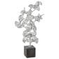 Maple and Jade Handmade Floral Decorative Sculpture in Satin Silver and Dark Gray, , large