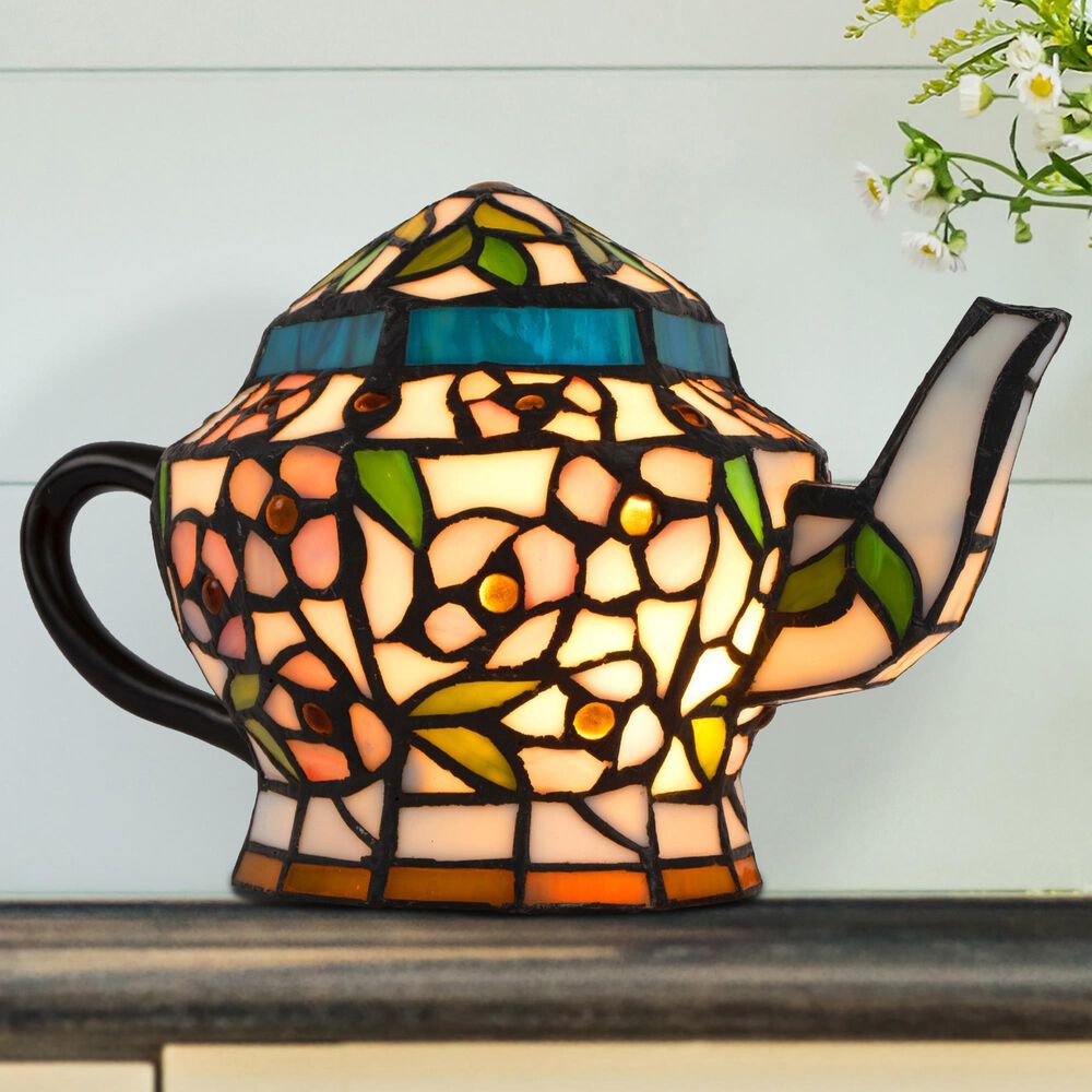Timberlake Tiffany Style Teapot Lamp in Multicolor, , large